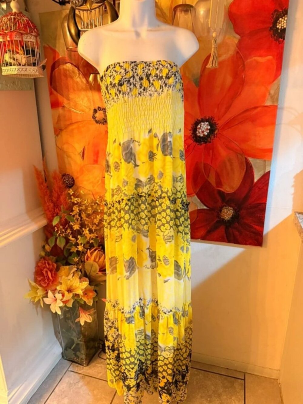 Strapless, long maxi-length dress